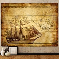 Old Map Tapestry, Vintage