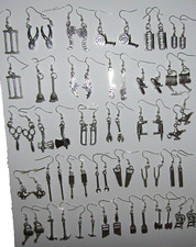 Selection of TOOL themed earrings hammer saw wrench plyers tape measure razor UK