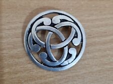 Vintage St Justin Cornwall Pewter Brooch SJC Celtic Knot Pin 1970's 4cm