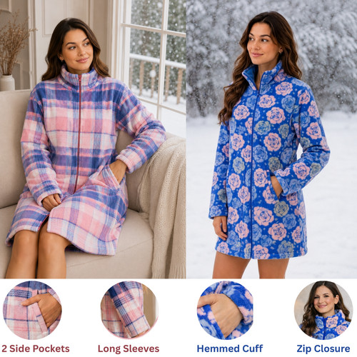 Womens fleece dressing gown - dressing,