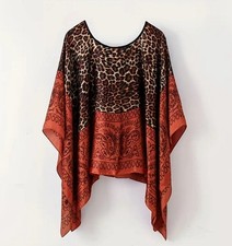 Classy  Fine Quality Polyester Silk Kaftan/Kimono /Tunic Poncho Womens Free Size