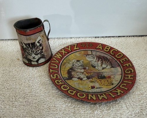 Tin litho childs abc cats - tin,