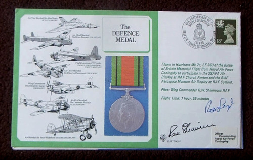 The defence medal pilot signed - pilot,