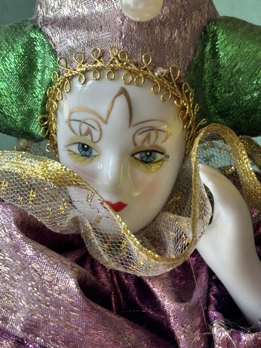 Porcelain jester clown - porcelain, pink