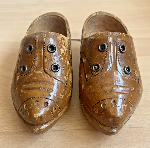 Vintage wooden dutch clogs - wooden,