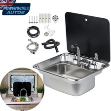 RV Caravan Camper Boat Hand Wash Basin Kitchen Sink Kit W/ w/Hot & Cold Taps UK