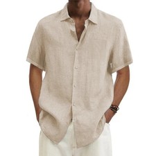 Mens Short Sleeve Linen Shirt