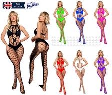 Fishnet Bodystocking for Women Crotchless Bodysuit Mesh Tights Soft Nightwear UK