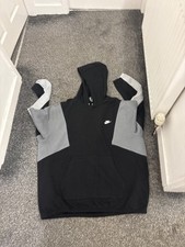 NIKE Mens Graphic Hoodie Sweater Large Black Colourblock Polyester AZ07
