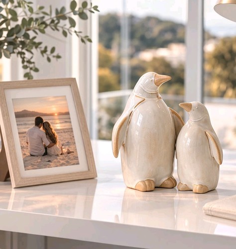 Stone glazed ceramic - stone, penguin