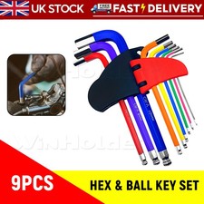 9x Allen Key Set 1.5-10mm Hex Metric Ball End Long Wrench Alan Keys Repair Tool