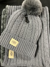 UGG DARK GRAY INFINITY HAT AND SCARF SET & FLEECE LINED