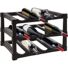Free Standing Wine Rack Stackable 12 Bottle 3 Tier Storage Durable Stylish Stand