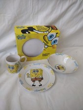 SpongeBob SquarePants Ceramic Breakfast Set 2012 Bowl, Mug, Plate Viacom, Unused