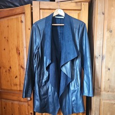 STOLEN HEART Faux Leather Suede Waterfall Jacket  Size 18 dark navy blue 