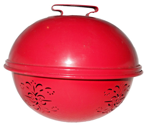 Red metal bowl - red, potpourri