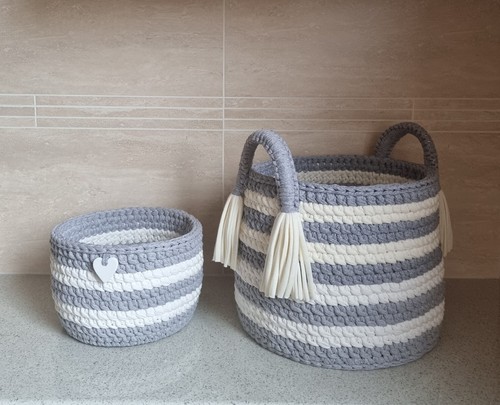 Crocheted basket set two - of,