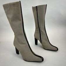 Luc Berjen Paris Vintage Mid Calf High Heels Y2K Boho Bootie Dress Boots 37 UK4