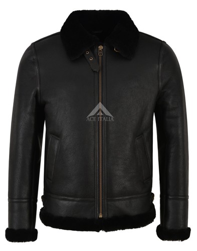 Mens sheepskin jacket black - sheepskin,