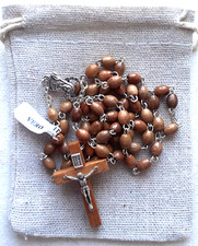 OLIVE WOOD ROSARY   Oval Beads   Italian Made