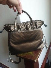 Zara nylon mini City bag  with drawstring mocha brown crossbody/ shoulder