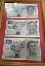 alex ferguson ruud van nistelrooy and ole gunnar solskjaer framed £20 notes