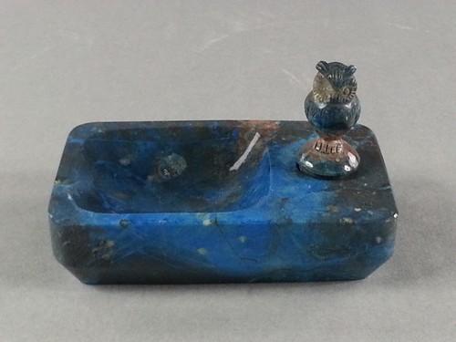 2pc vintage blue stone - 2pc, inkwell