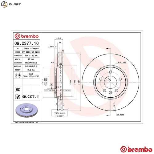 Brake disc c377 11 for - 2x,