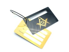 Freemasons Travel Luggage Tag with Masonic Square, Compass and G Symbol
