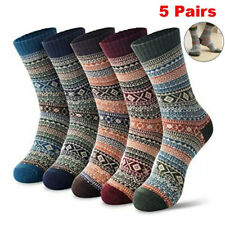 5 Pairs Mens Thermal Socks Winter Warm Nordic Style Soft Wool Thick Comfort Sock