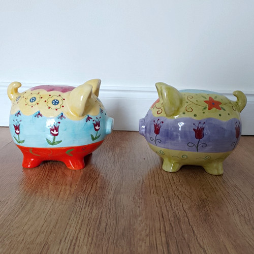 Hand painted ceramic piggy - ceramic,
