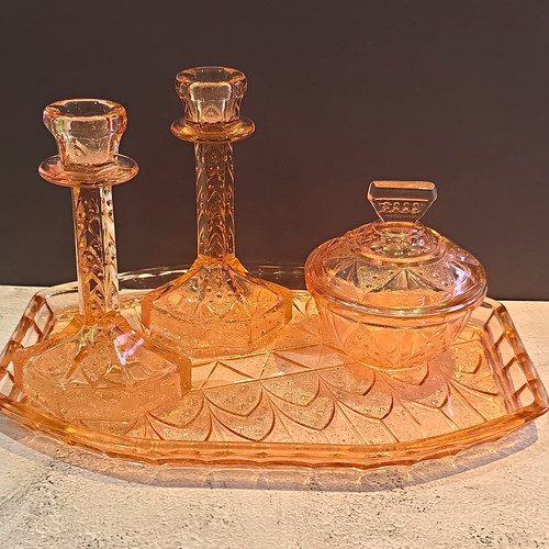 Vintage pink pressed glass - pink,