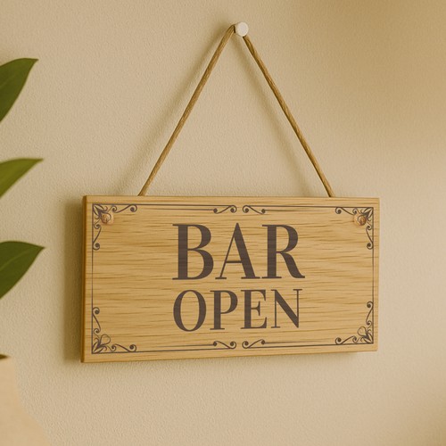 Wooden bar open - bar, sign