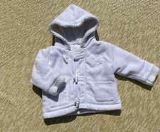 Baby Unisex Bebe Bonito 3-6 Months Thick Hooded White Fleece Jacket
