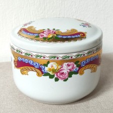 Vintage Limoges French Porcelain Trinket Box, Hand Painted Gold Floral Motif