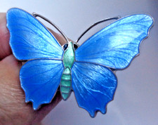 Silver Enamel Butterfly Brooch English Sterling John Aitkin & Son Antique c1910