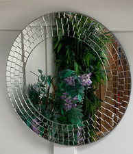 MODERN VINTAGE IKEA TRANBY LARGE CIRCULAR MOSAIC MIRROR 50CM DIA DISCONTINUED