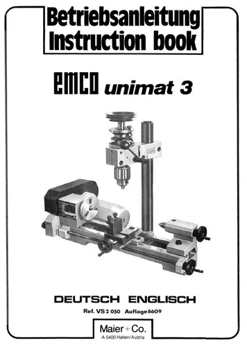 Emco unimat lathe - manual,