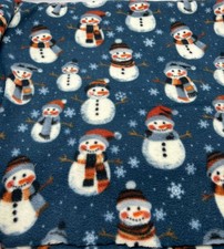 Snowman Printed Anti-Pil Polar Fleece Fabric Blanket Loungewear