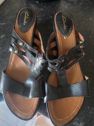 Clarks black leather slip - clarks,