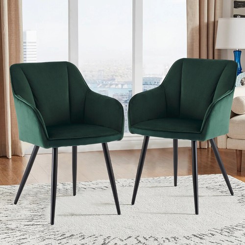 2pcs green velvet dining - green,