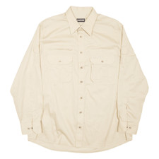 KLEPPER Mens Plain Shirt Beige Long Sleeve L
