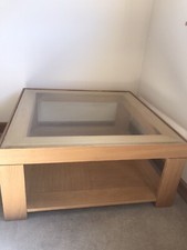 Solid Oak Coffee Table Glass