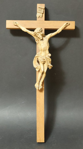 Antique wooden cross crucifix - antique,