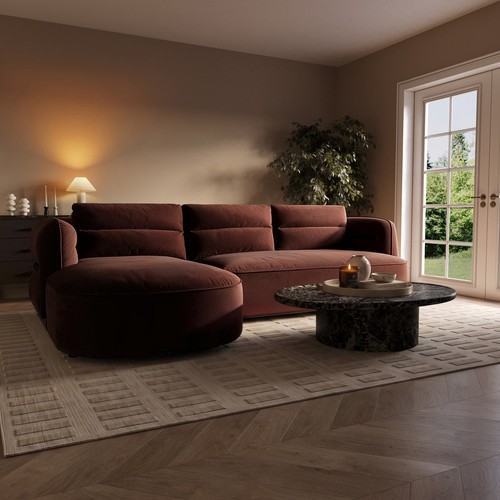 Dark rust velvet seater left - dark, 4