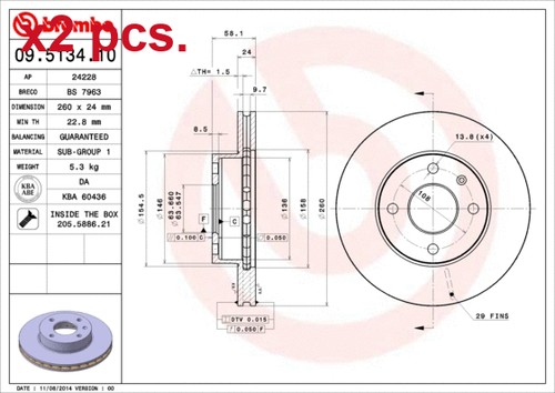 Pcs front brake disc - pcs,