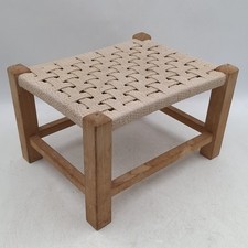 Wooden Footstool Woven Rush