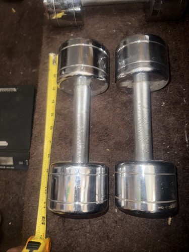 Chrome steel knurled dumbbells - steel,