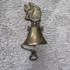 Antique Brass Equestrian Hanging Bell Door Bell Fire Bell Ornate Horse Decor