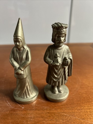 Vintage brass chess pieces - brass,